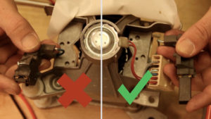 Wenn die Kohlebürsten Ihrer Maschine kürzer als 1,5 cm sind, müssen sie ausgetauscht werden. 