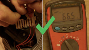 Sehen Sie ungefähr 60 Ohm auf Ihrem Multimeter? Prima.